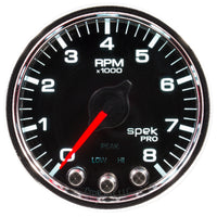 Autometer Spek-Pro Gauge Tach 2 1/16in 8K Rpm W/ Shift Light & Peak Mem Blk/Chrm - Burkken Auto Parts