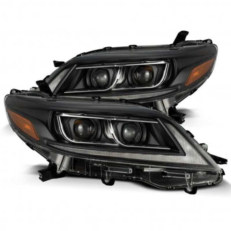 AlphaRex 11-21 Toyota Sienna LUXX LED Proj Headlights Plank Style Black w/Seq Signal/DRL - Burkken Auto Parts