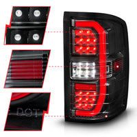 ANZO 14-18 GMC Sierra 1500 Full LED Taillights Black Housing Clear Lens (w/C Light Bars) - Burkken Auto Parts