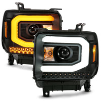 ANZO GMC SIERRA 1500 14-15 2500H/15-19 Projector Headlight Plank Style Black w/ Switchback (Halogen) - Burkken Auto Parts