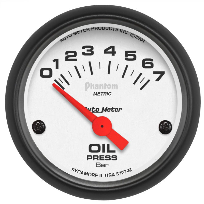 Autometer Phantom 2-1/16in 0-7 BAR Electric Oil Pressure Gauge - Burkken Auto Parts