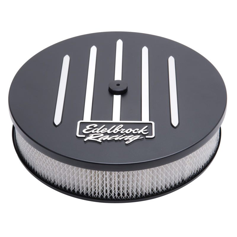 Edelbrock Air Cleaner Racing Series Round Aluminum Top Cloth Element 14In Dia X 3 125In Dropped Base - Burkken Auto Parts