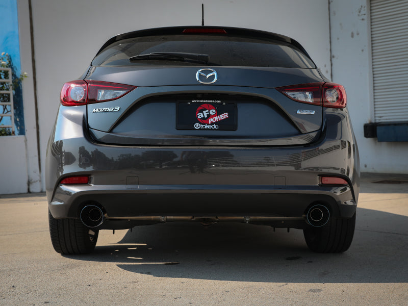 aFe Takeda 2-1/2in 304 SS Axle-Back Exhaust w/ Blue Flame Tips 14-18 Mazda 3 L4 2.0L/2.5L - Burkken Auto Parts