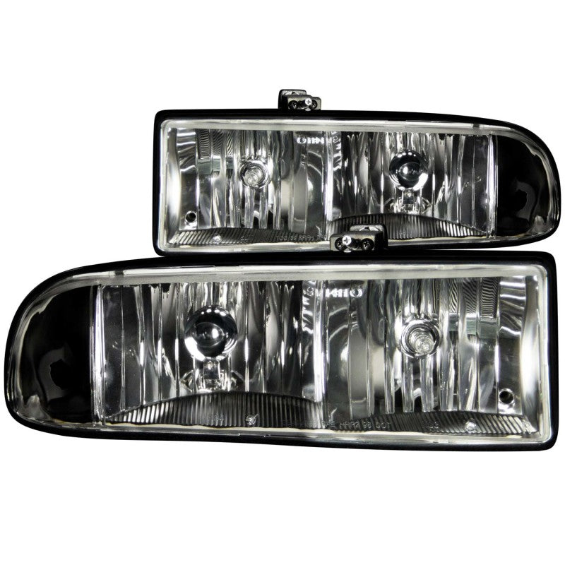 ANZO 1998-2005 Chevrolet S-10 Crystal Headlights Black - Burkken Auto Parts