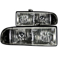 ANZO 1998-2005 Chevrolet S-10 Crystal Headlights Black - Burkken Auto Parts