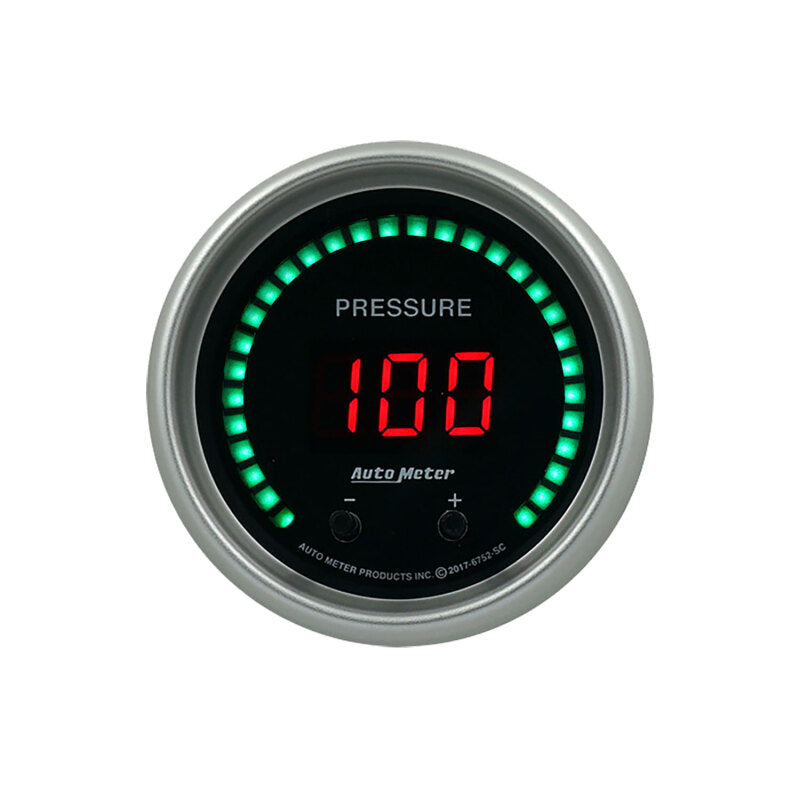 Autometer 52.4mm Black Switchable 0-1600 PSI/0-110 BAR Fluid Pressure Sport-Comp Elite Digital Gauge - Burkken Auto Parts