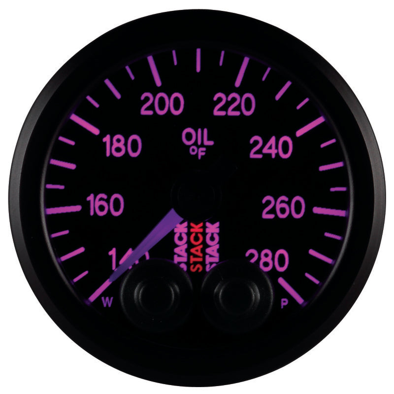 Autometer Stack Instruments 52mm 140-280 Deg F 1/8in NPTF Male Pro Control Oil Temp Gauge - Black - Burkken Auto Parts