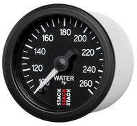Autometer Stack 52mm 100-260 Deg F 1/8in NPTF Male Pro Stepper Motor Water Temp Gauge - Black - Burkken Auto Parts