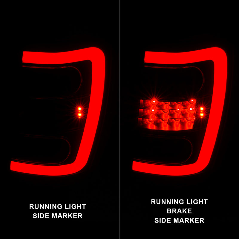 ANZO 1999-2004 Jeep Grand Cherokee LED Tail Lights w/ Light Bar Black Housing Clear Lens - Burkken Auto Parts
