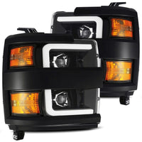AlphaRex 15-19 Chevy 2500HD PRO-Series Proj Headlights Plank Jet Blk w/Activ Light/Seq Signal/DRL - Burkken Auto Parts