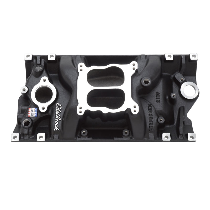 Edelbrock Intake SBC Performer Vortec Black - Burkken Auto Parts