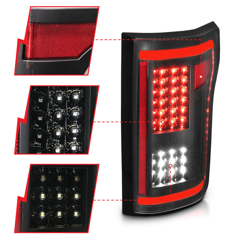 ANZO 2015-2017 Ford F-150 LED Taillights Black - Burkken Auto Parts