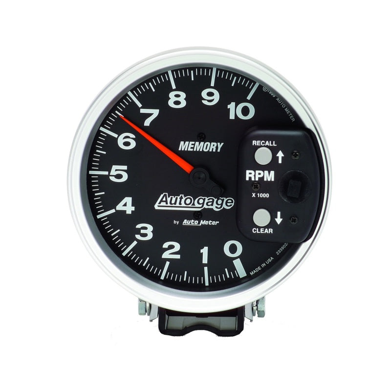 Autometer 5 inch 10,000 RPM w/ Peak Memory Pedestal Tachometer Auto Gauge - Black - Burkken Auto Parts
