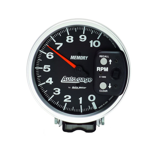 Autometer 5 inch 10,000 RPM w/ Peak Memory Pedestal Tachometer Auto Gauge - Black - Burkken Auto Parts