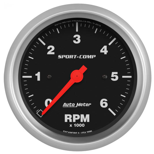 AutoMeter Sport-Comp 3-3/8in. 0-6K RPM In-Dash Tachometer Gauge - Burkken Auto Parts