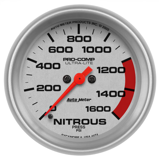 Autometer Ultra-Lite 2-5/8in 1600PSI Nitrous Pressure Gage - Burkken Auto Parts
