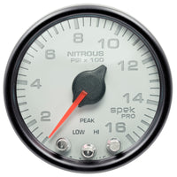 Autometer Spek-Pro Gauge Nitrous Press 2 1/16in 1600psi Stepper Motor W/Peak & Warn Wht/Blk - Burkken Auto Parts