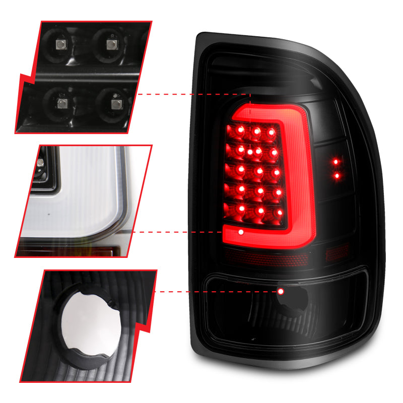 ANZO 1997-2004 Dodge Dakota LED Taillights Black Housing Smoke Lens Pair - Burkken Auto Parts