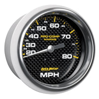 Autometer Gauge Speedometer 3-3/8in 80MPH Mechanical Marine Carbon Fiber - Burkken Auto Parts