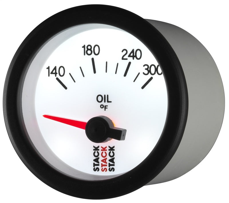Autometer Stack 52mm 140-300 Deg F 1/8in NPTF Electric Oil Temp Gauge - White - Burkken Auto Parts