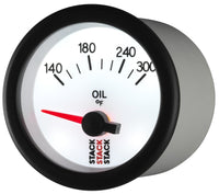 Autometer Stack 52mm 140-300 Deg F 1/8in NPTF Electric Oil Temp Gauge - White - Burkken Auto Parts