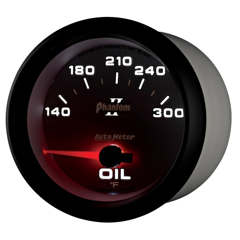 Autometer Phantom II 2 5/8in 140-300 Degree F Short Sweep Electronic Oil Temperature Gauge - Burkken Auto Parts