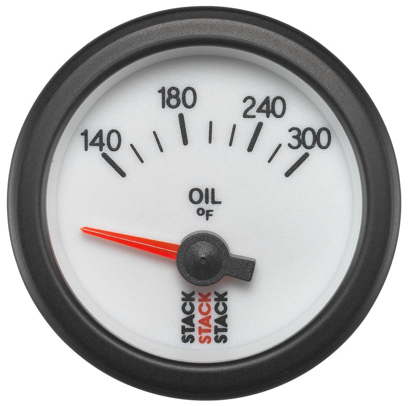 Autometer Stack 52mm 140-300 Deg F 1/8in NPTF Electric Oil Temp Gauge - White - Burkken Auto Parts