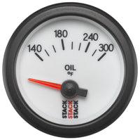 Autometer Stack 52mm 140-300 Deg F 1/8in NPTF Electric Oil Temp Gauge - White - Burkken Auto Parts