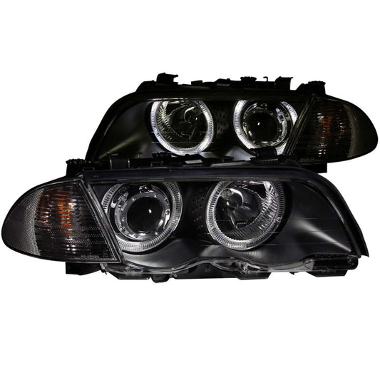 ANZO 1999-2001 BMW 3 Series E46 Projector Headlights w/ Halo Black (CCFL) - Burkken Auto Parts