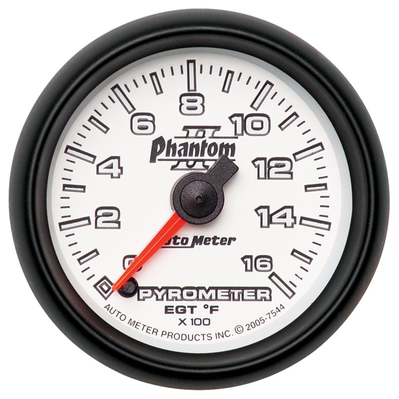 Autometer Phantom II 52.4mm Full Sweep Electronic 0-1600 Def F EGT/Pyrometer Gauge - Burkken Auto Parts