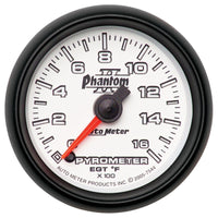 Autometer Phantom II 52.4mm Full Sweep Electronic 0-1600 Def F EGT/Pyrometer Gauge - Burkken Auto Parts