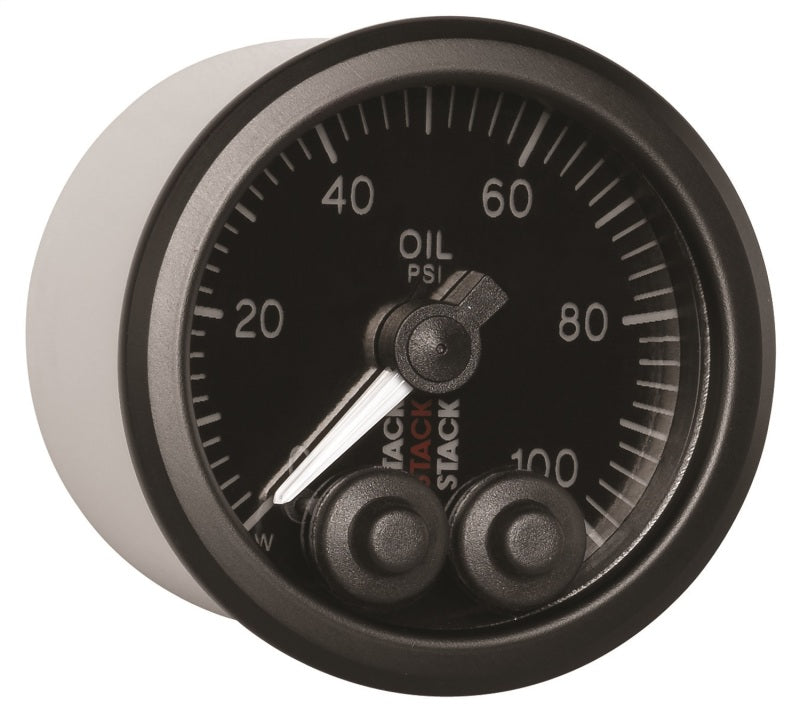 Autometer Stack Instruments Pro Control 52mm 0-100 PSI Oil Pressure Gauge - Black (1/8in NPTF Male) - Burkken Auto Parts