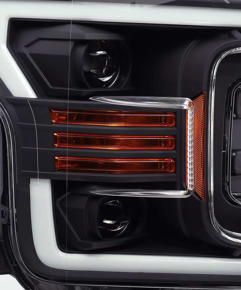 AlphaRex 18-19 Ford F-150 PRO-Series Proj Headlights Plank Style Matte Blk w/Activ Light/Seq Signal - Burkken Auto Parts
