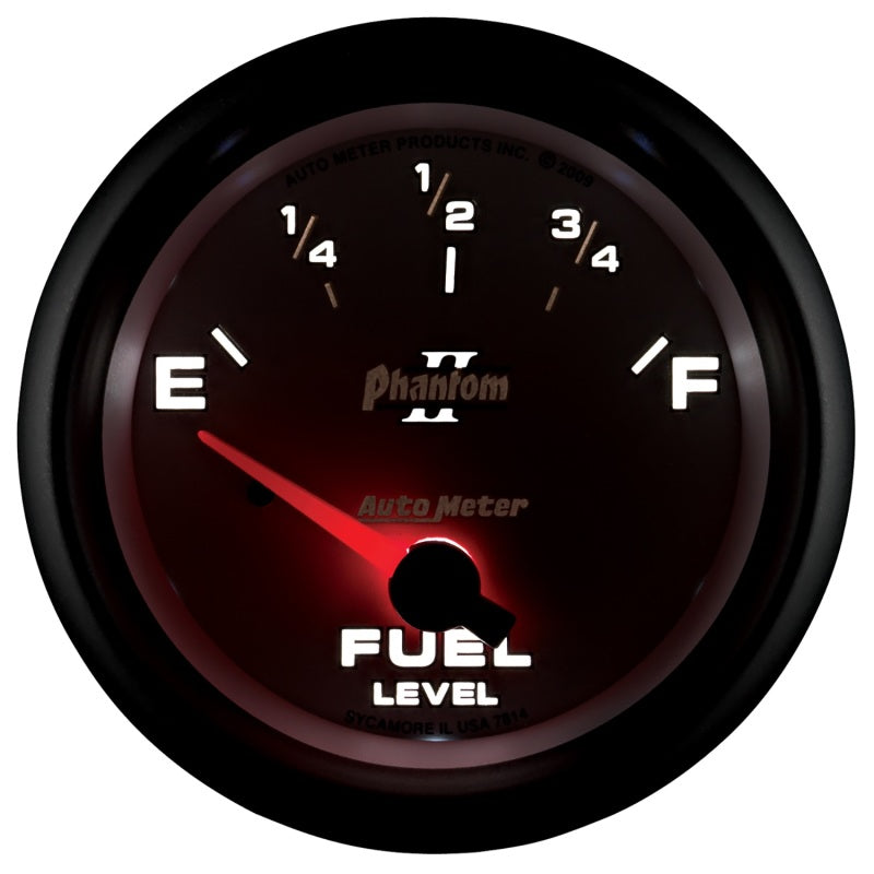 AutoMeter Gauge Fuel Level 2-5/8in. 0 Ohm(e) to 90 Ohm(f) Elec Phantom II - Burkken Auto Parts