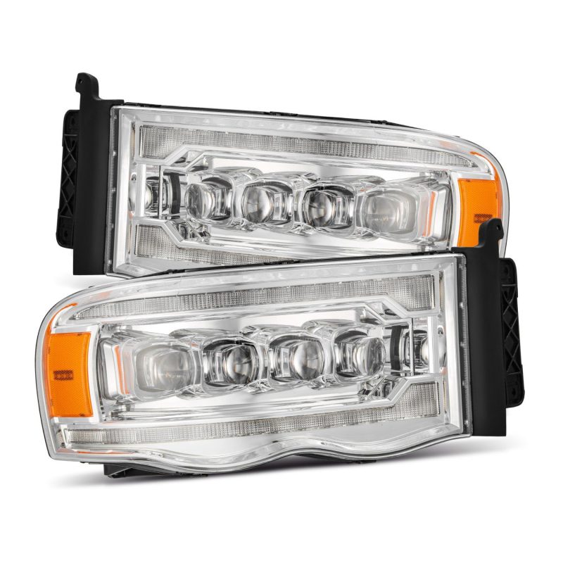 AlphaRex 02-05 Dodge Ram 1500 NOVA LED Proj Headlights Plank Style Chrome w/Activ Light/Seq Signal - Burkken Auto Parts