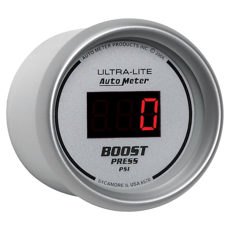 Autometer Ultra-Lite 2-1/16in 5-60 PSI Digital Boost Pressure Gauge - Silver - Burkken Auto Parts