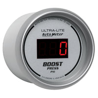 Autometer Ultra-Lite 2-1/16in 5-60 PSI Digital Boost Pressure Gauge - Silver - Burkken Auto Parts