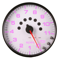 Autometer Spek-Pro Gauge Tachometer 5in 11K Rpm W/Shift Light & Peak Mem White/Black - Burkken Auto Parts