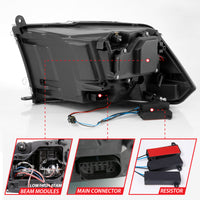ANZO 2009-2018 Dodge Ram 1500 Led Projector Plank Style Switchback H.L Halo Black Amber (OE Style) - Burkken Auto Parts