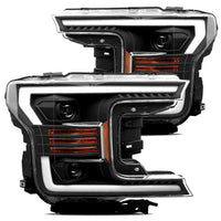 AlphaRex 18-19 Ford F-150 PRO-Series Proj Headlights Plank Style Matte Blk w/Activ Light/Seq Signal - Burkken Auto Parts