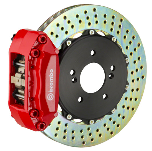 Brembo 92-98 318i/325i (Excl. xDrive) Front GT BBK 4 Piston Cast 2pc 320x28 2pc Rotor Drilled-Red - Burkken Auto Parts