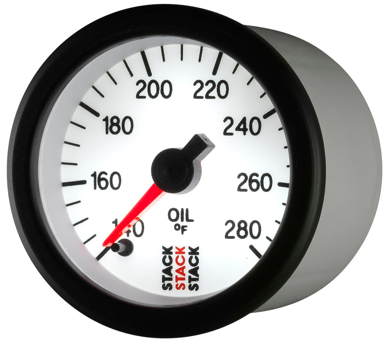 Autometer Stack 52mm 140-280 Deg F 1/8in NPTF Male Pro Stepper Motor Oil Temp Gauge - White - Burkken Auto Parts
