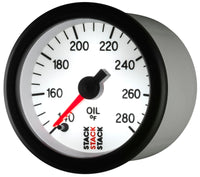 Autometer Stack 52mm 140-280 Deg F 1/8in NPTF Male Pro Stepper Motor Oil Temp Gauge - White - Burkken Auto Parts