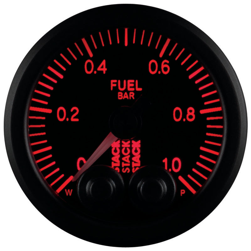 Autometer Stack 52mm 0-1 Bar M10 Male Pro-Control Fuel Pressure Gauge - Black - Burkken Auto Parts