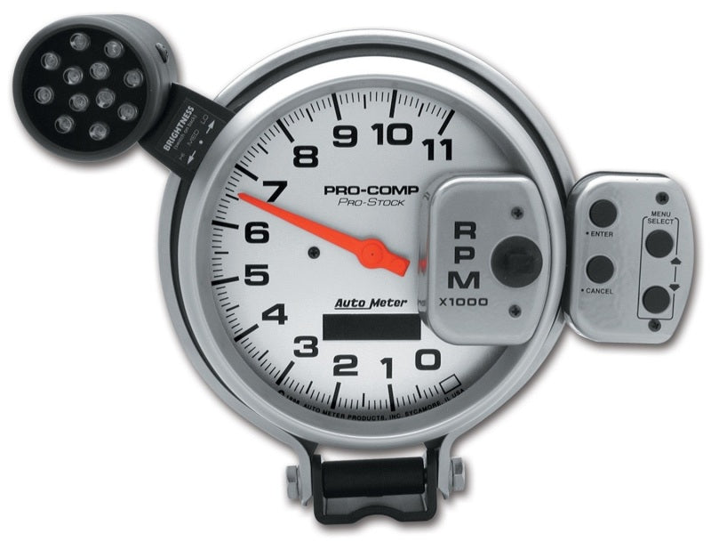 AutoMeter Gauge Tach 5in. 11K RPM Pro-Stock Pedestal W/ Super Lite & Peak Mem Ul - Burkken Auto Parts