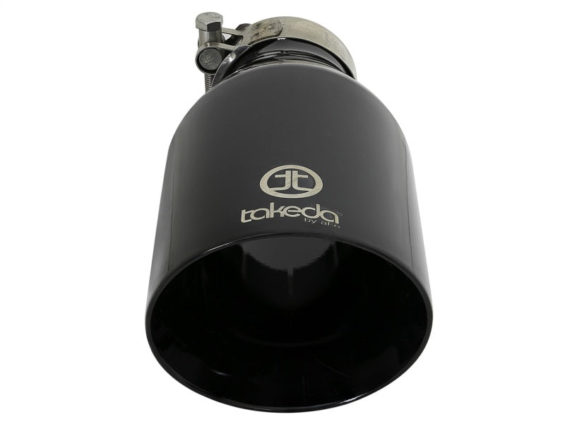 aFe Takeda 409 SS Clamp-On Exhaust Tip 2.5in. Inlet / 4.5in. Outlet / 9in. L - Black - Burkken Auto Parts
