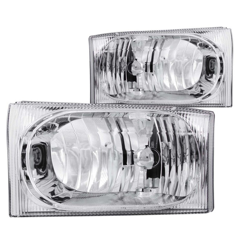 ANZO 2000-2004 Ford Excursion Crystal Headlights Chrome 2pc - Burkken Auto Parts