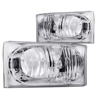ANZO 2000-2004 Ford Excursion Crystal Headlights Chrome 2pc - Burkken Auto Parts