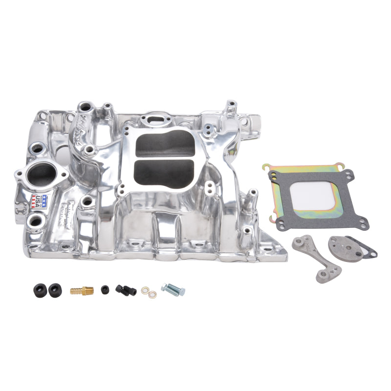Edelbrock Performer Pontiac Polished Manifold - Burkken Auto Parts