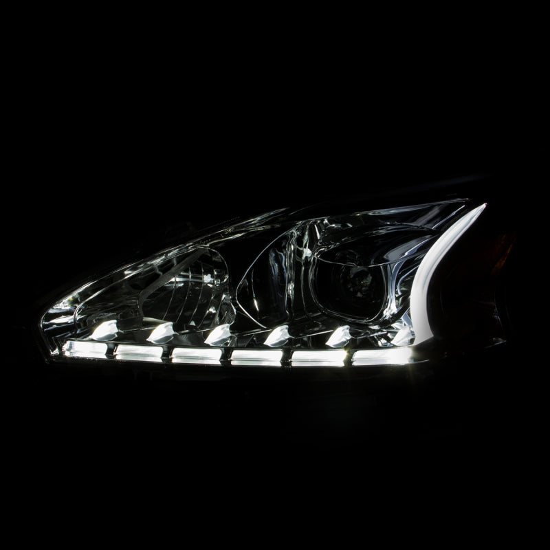 ANZO 2013-2014 Nissan Altima Projector Headlights w/ Plank Style Design Chrome - Burkken Auto Parts